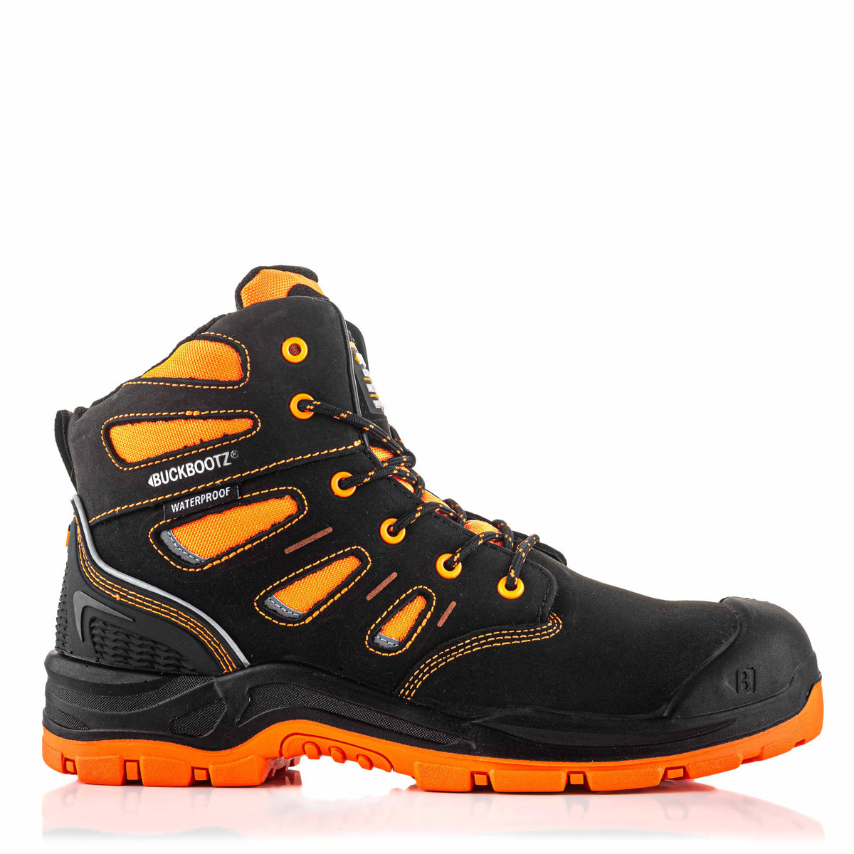 BVIZ2 BK OR Buckz Viz veterschoen - zwart hi-vis oranje – rechterzijaanzicht 1
