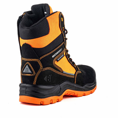 BVIZ1 BK OR Buckz Viz hoge veter-/ritsschoen - zwart hi-vis oranje – rechterzijaanzicht 7