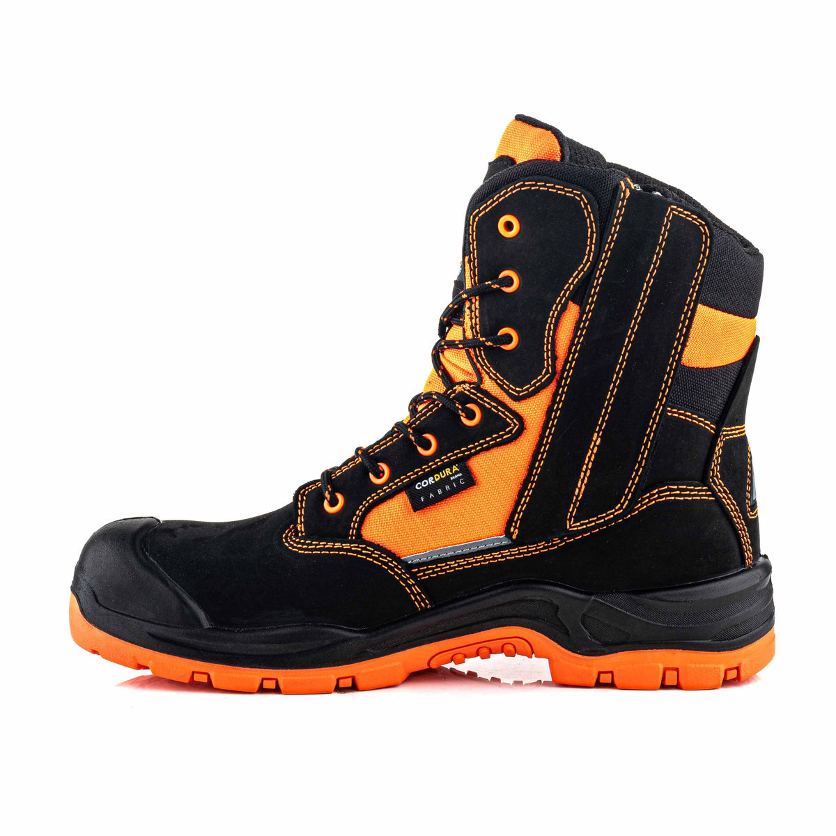 BVIZ1 BK OR Buckz Viz hoge veter-/ritsschoen - zwart hi-vis oranje – rechterzijaanzicht 8