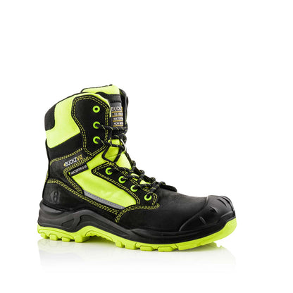 BVIZ1 YL BK Buckzviz High Leg Lace/Zip Boot - Black HI Vis Yellow