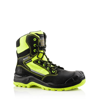 BVIZ1 YL BK Buckzviz High Leg Lace/Zip Boot - Black HI Vis Yellow