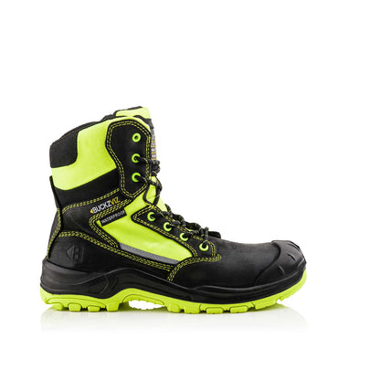 BVIZ1 YL BK Buckzviz High Leg Lace/Zip Boot - Black HI Vis Yellow