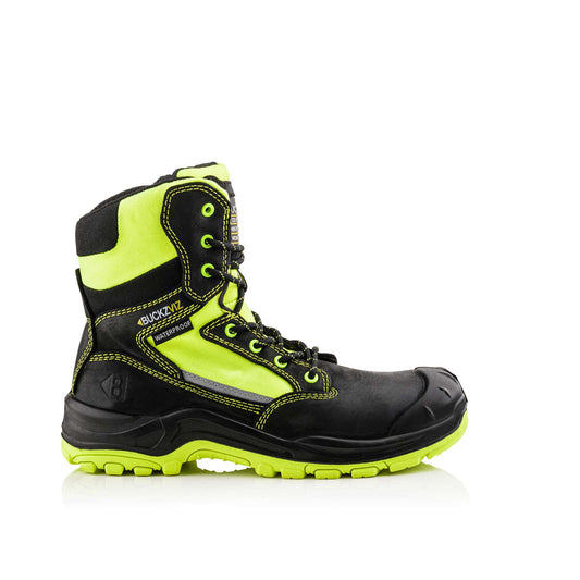 BVIZ1 YL BK Buckzviz High Leg Lace/Zip Boot - Black HI Vis Yellow