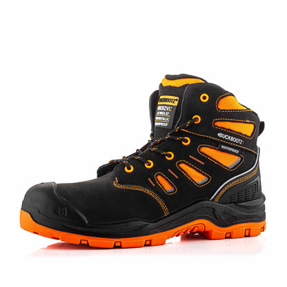 BVIZ2 BK OR Buckz Viz veterschoen - zwart hi-vis oranje – linkerzijaanzicht 5