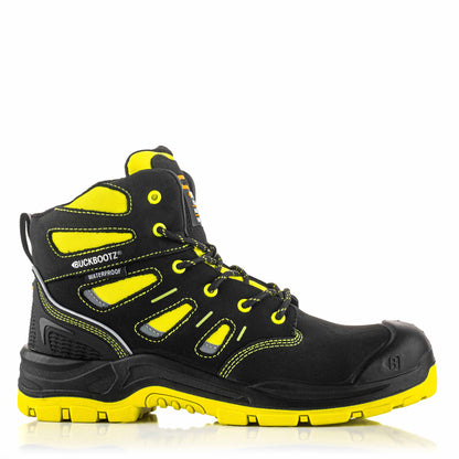 BVIZ2 BK YL Buckz Viz veterschoen - zwart hi-vis geel – rechterzijaanzicht 1