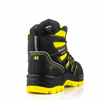 BVIZ2 BK YL Buckz Viz veterschoen - zwart hi-vis geel – rechterzijaanzicht 7