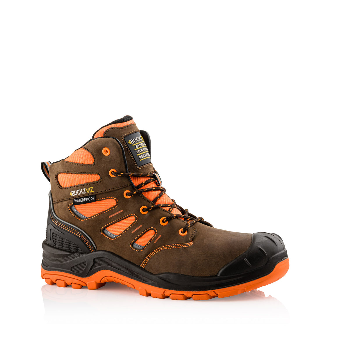 BVIZ2 OR BR Buckzviz Lace Boot - Brown HI Viz Orange