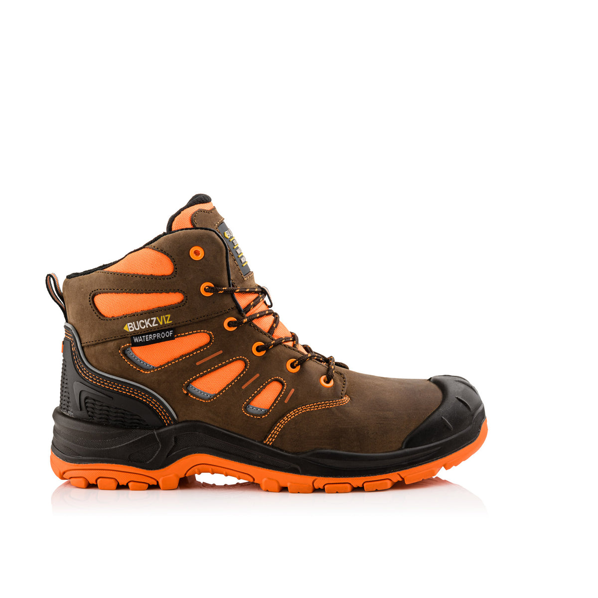BVIZ2 OR BR Buckzviz Lace Boot - Brown HI Viz Orange